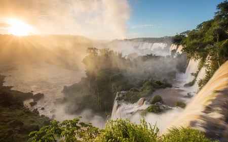 Take in the beautiful Sunrise at Iguazu Falls