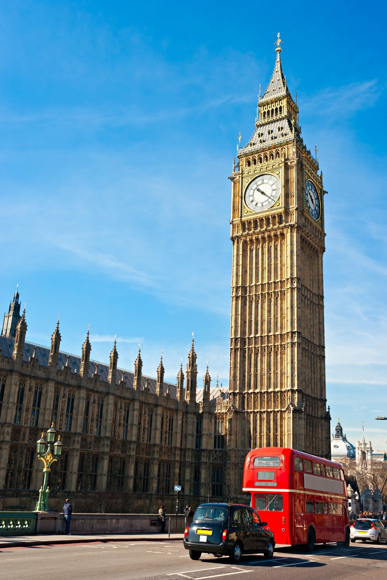 The Big Ben, the House of Parliament and the Westminster Bridge at night, London, UK (1)