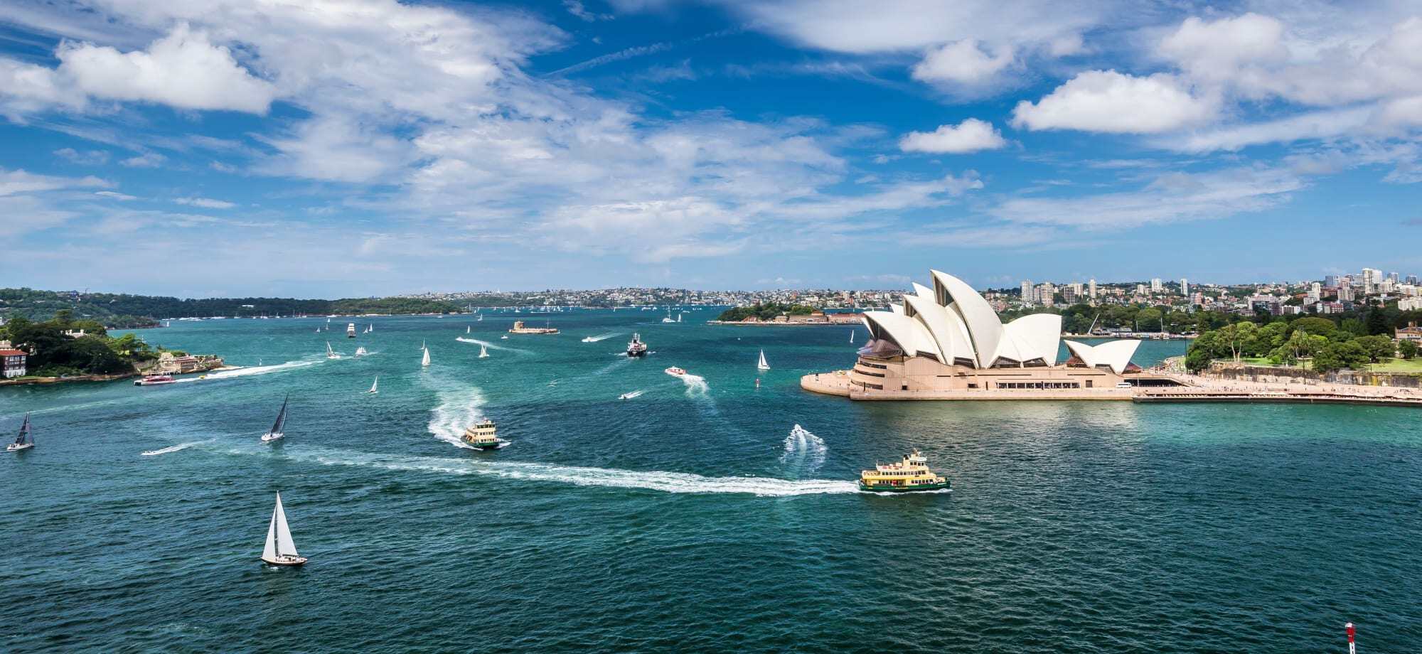 Sydney Harbour in Australia on a sunny day.