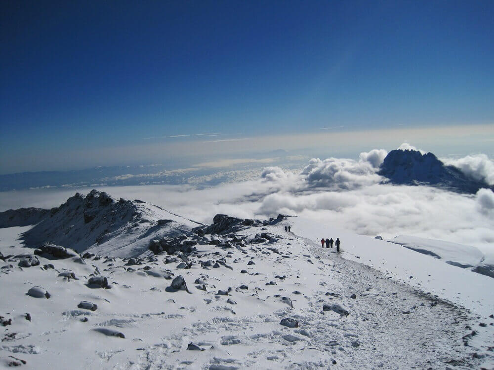 Kilimanjaro trekking in the snow in Tanzania