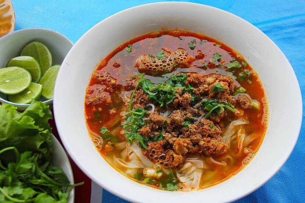 Laotian soup noodles with mincemeat in Luang Prabang Laos