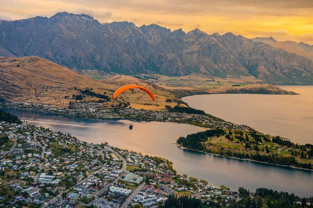 Paragliding over Queenstown in New Zealand