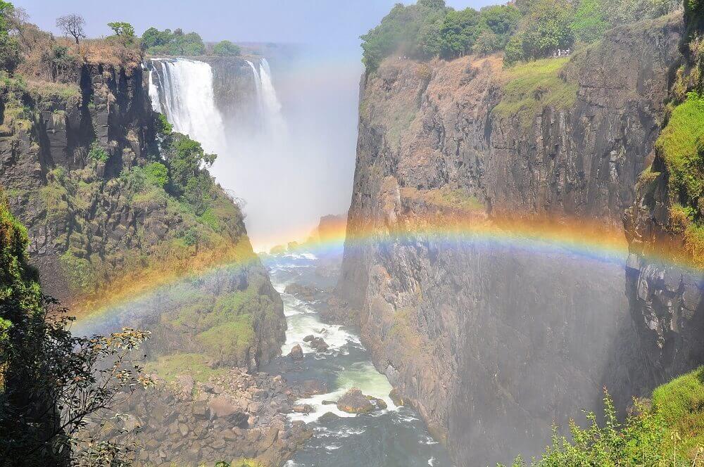 Rainbow in a gorge at Victoria Falls