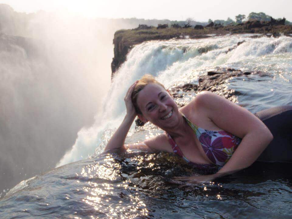 Swimming to the edge of Devil's Pool at Victoria Falls