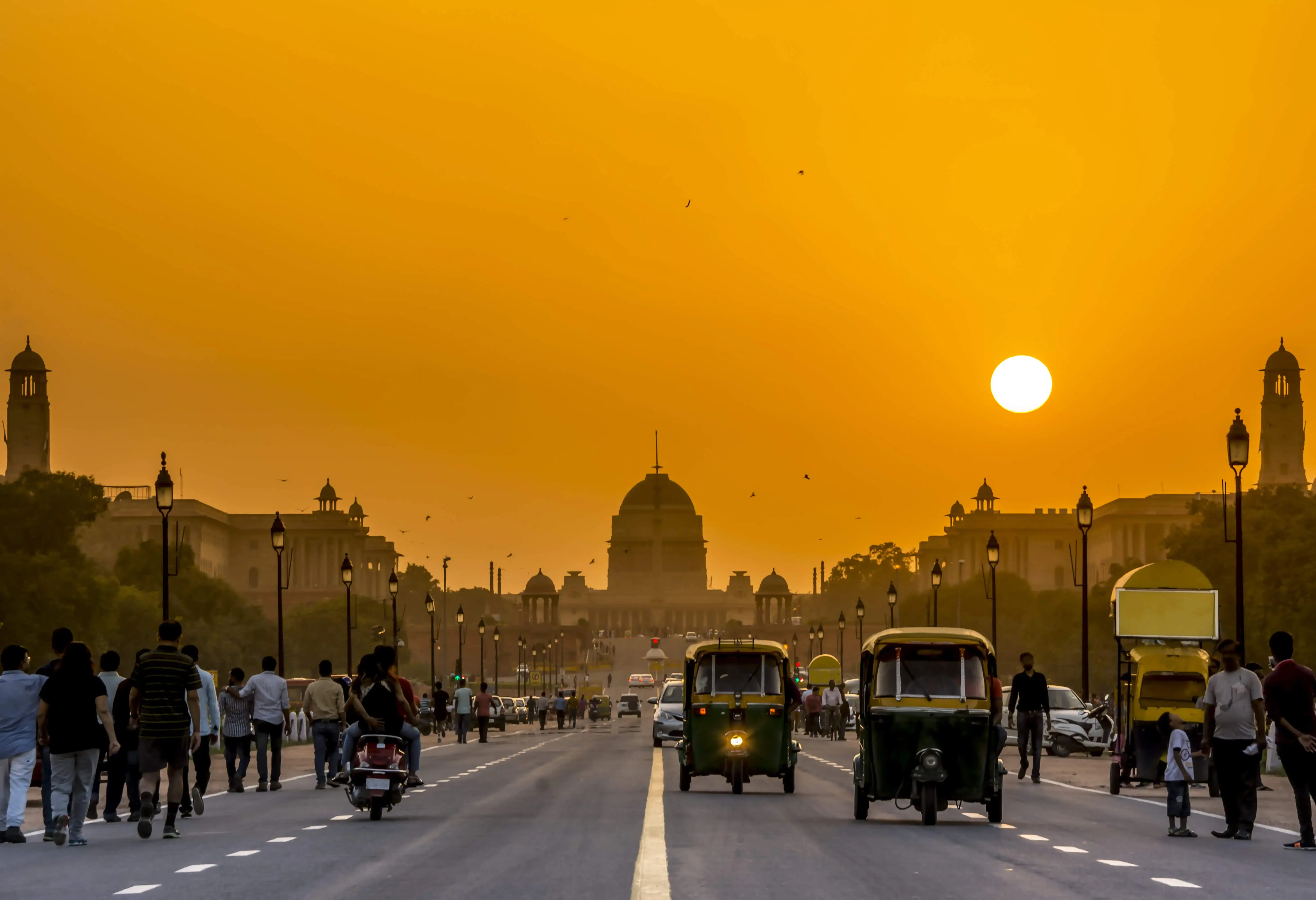 Sunset behind the President's Residence in New Delhi